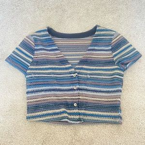 cropped knitted button up